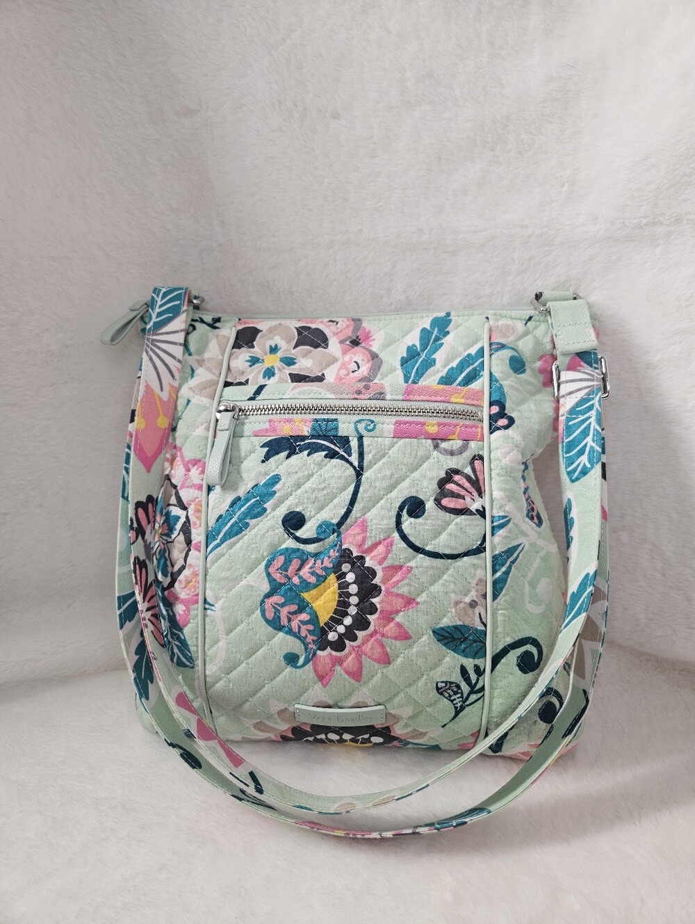 Vera Bradley Hipster Crossbody Bag In Mint Flowers